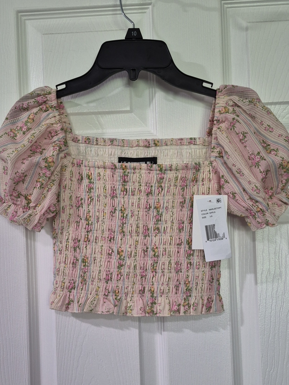 NWT Katie J NYC Marlee Puff Sleeve Smock Top- LARGE